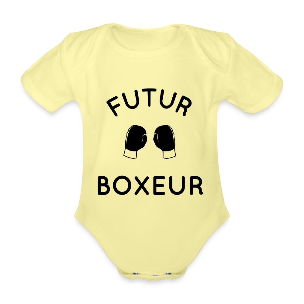 Body Bébé bio manches courtes - Futur boxeur - jaune délavé