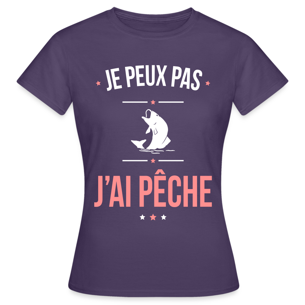 T-shirt Femme - Je peux pas j'ai Pêche - violet foncé