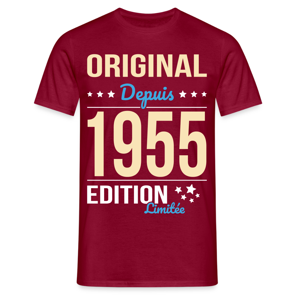 T-shirt Homme - Anniversaire 70 Ans - Original depuis 1955 - rouge brique