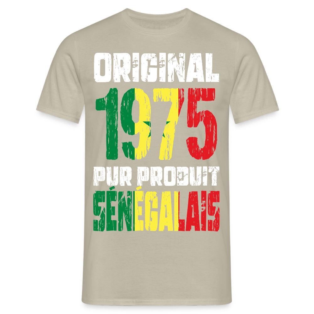 T-shirt Homme - Anniversaire 50 Ans - Original 1975 - Pur produit Sénégalais - beige sable