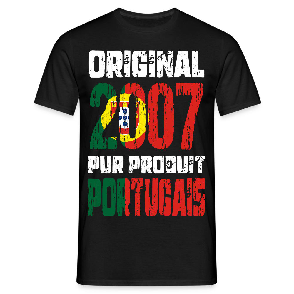 T-shirt Homme - Anniversaire 18 Ans - Original 2007 - Pur produit Portugais - noir