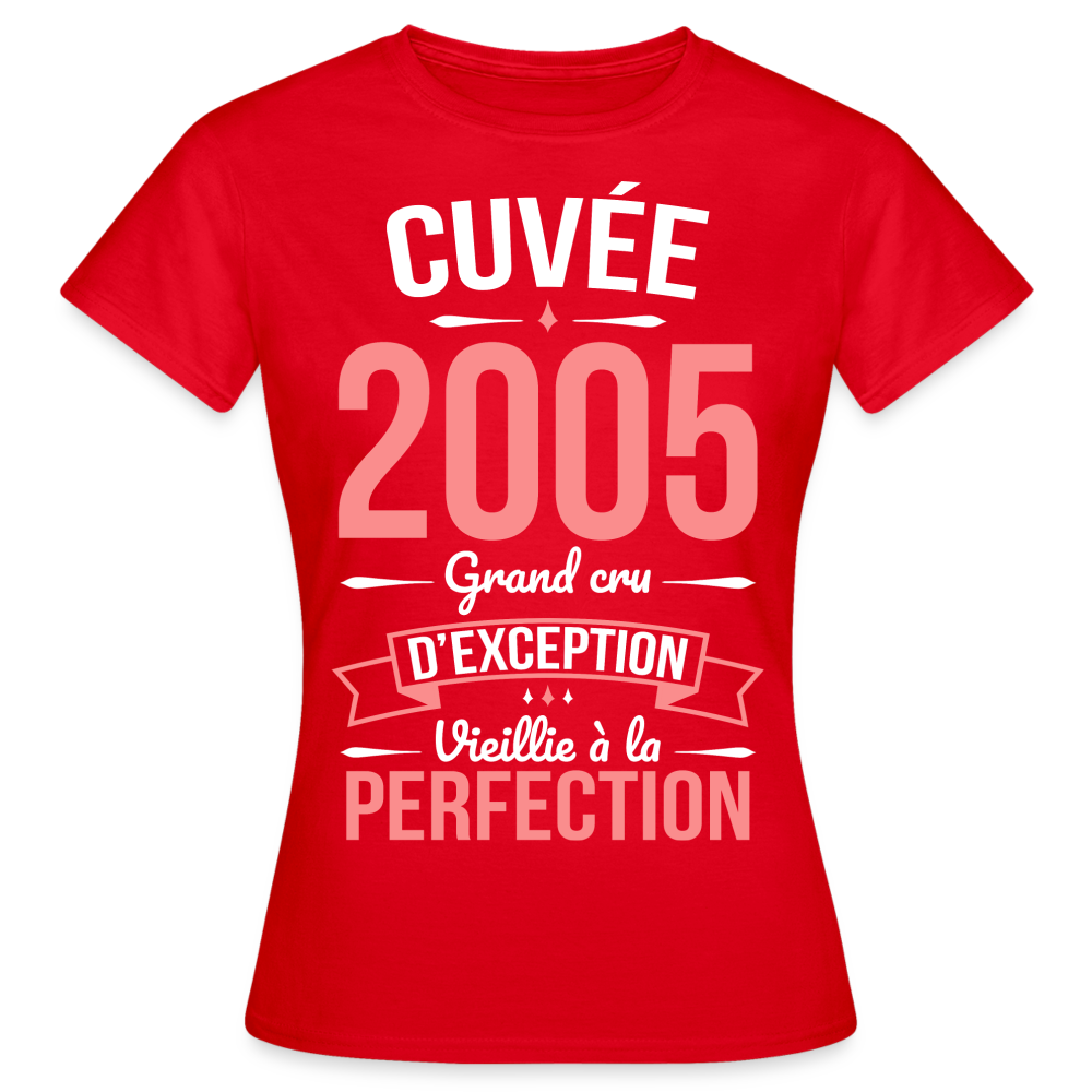 T-shirt Femme - Anniversaire 20 Ans - Cuvée 2005 - rouge