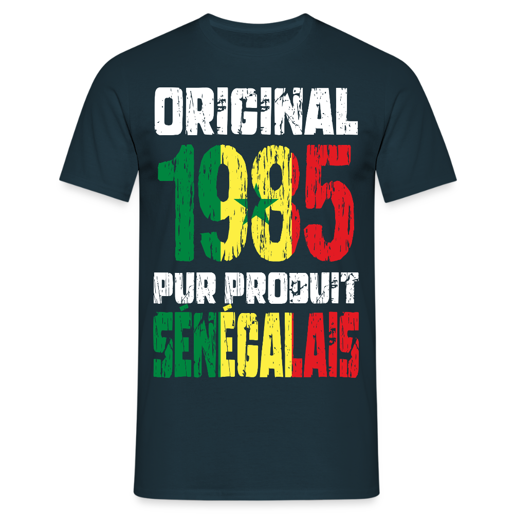 T-shirt Homme - Anniversaire 40 Ans - Original 1985 - Pur produit Sénégalais - marine