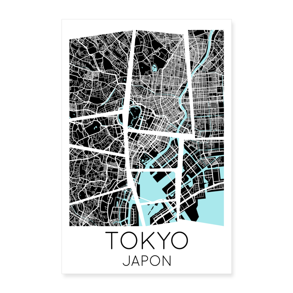 Poster Tokyo - Plan Tokyo - 60 x 90 cm - blanc