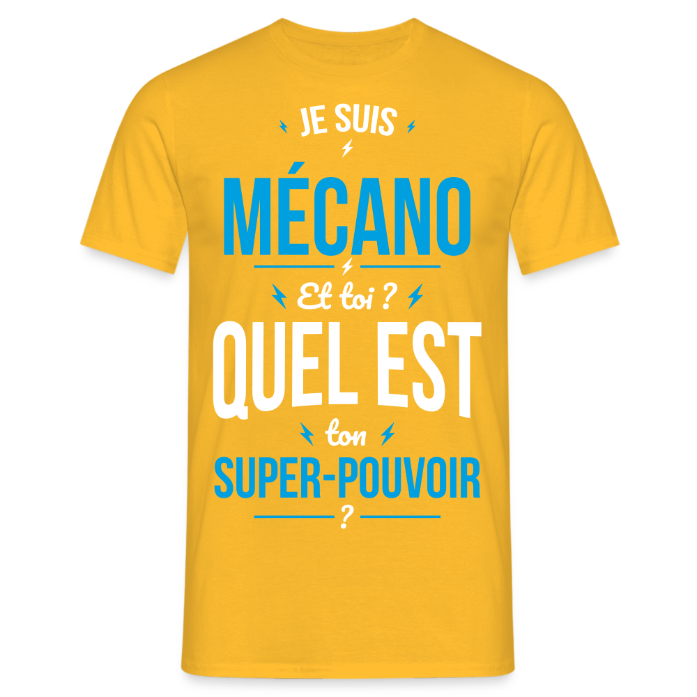 T-shirt Homme - Je suis mécano - Super-pouvoir - jaune