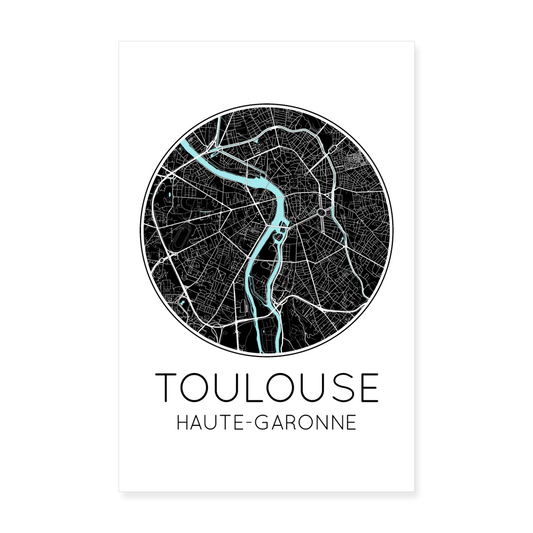 Poster Toulouse - Plan Toulouse - 20 x 30 cm - blanc