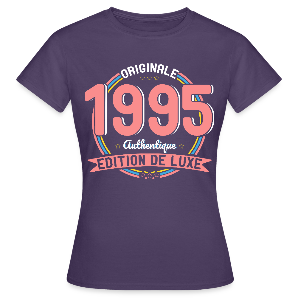 T-shirt Femme - Anniversaire 30 Ans - Originale 1995 Authentique - violet foncé