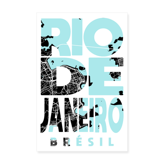 Poster Rio de Janeiro - Plan Rio de Janeiro - 20 x 30 cm - blanc