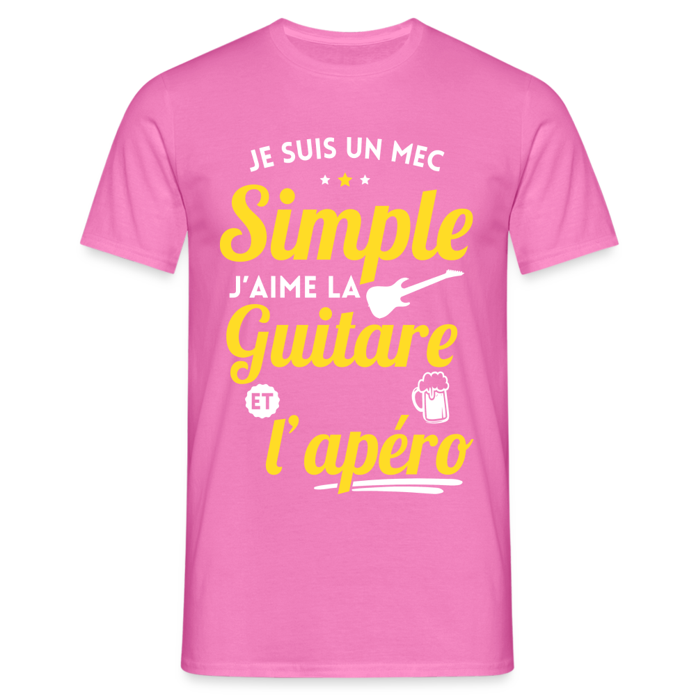 T-shirt Homme - J'aime la guitare et l'apéro - rose