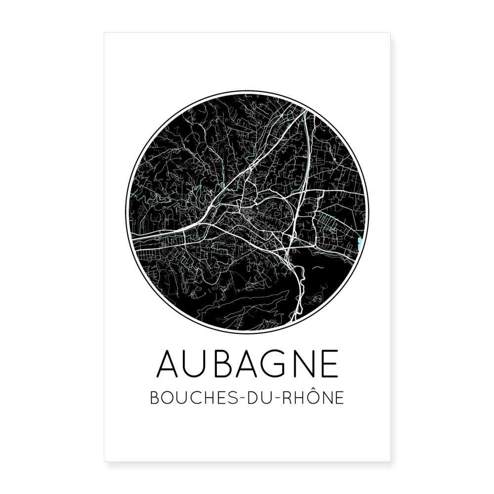 Poster Aubagne - Plan Aubagne - 40 x 60 cm - blanc