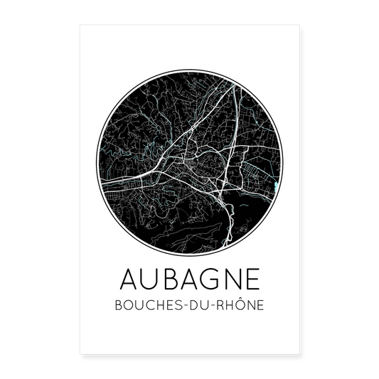 Poster Aubagne - Plan Aubagne - 40 x 60 cm - blanc