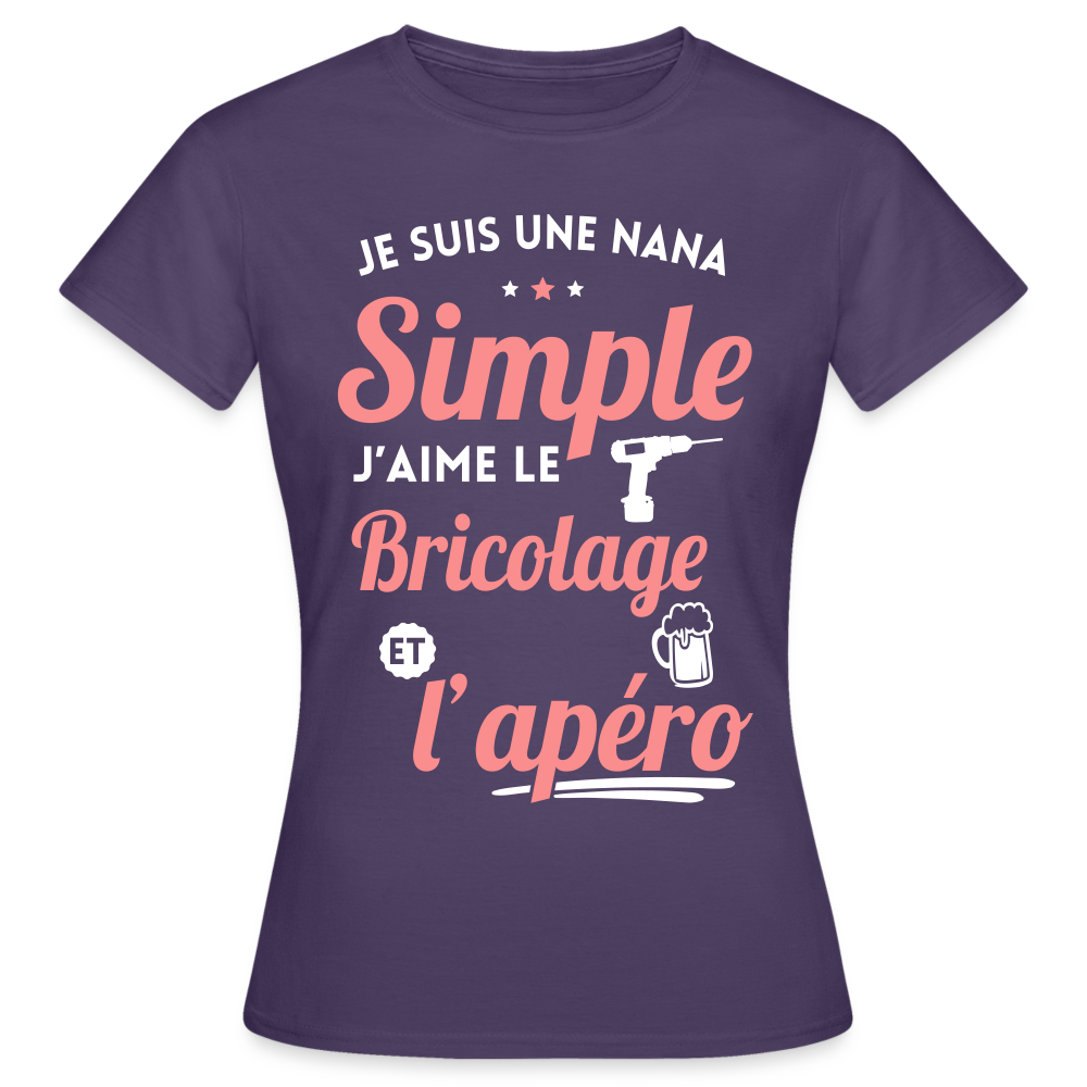 T-shirt Femme - J'aime le bricolage et l'apéro - violet foncé