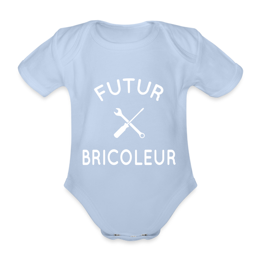 Body Bébé bio manches courtes - Futur bricoleur - ciel