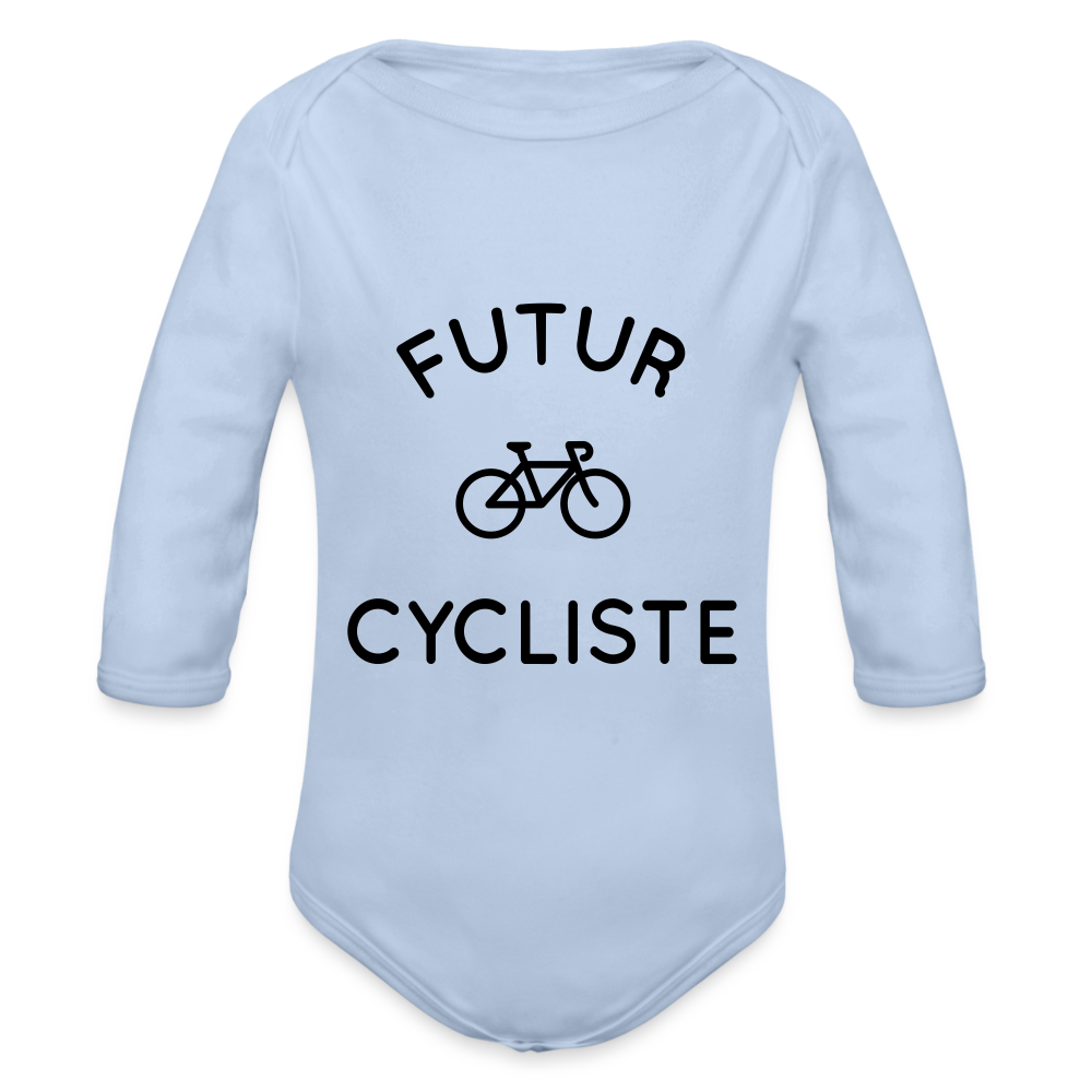 Body Bébé bio manches longues - Futur cycliste - ciel