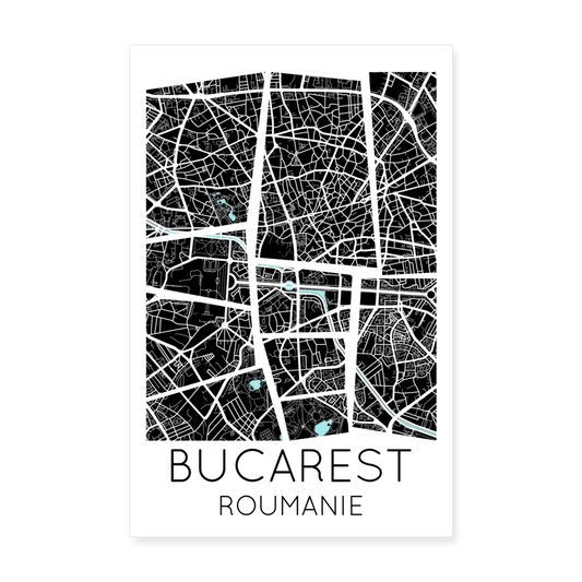 Poster Bucarest - Plan Bucarest - 20 x 30 cm - blanc