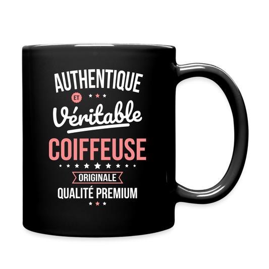 Mug uni - Authentique et véritable Coiffeuse - noir