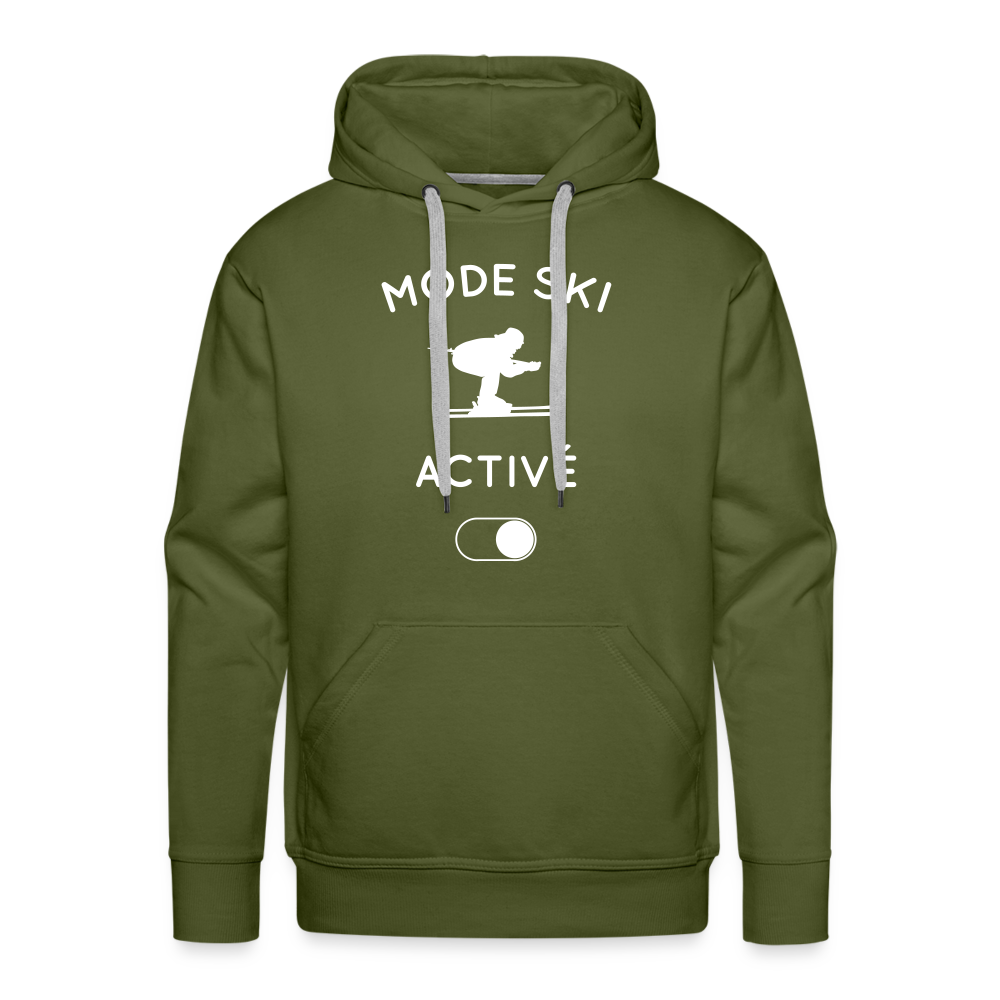 Sweat à capuche Premium Homme - Mode ski activé - vert olive