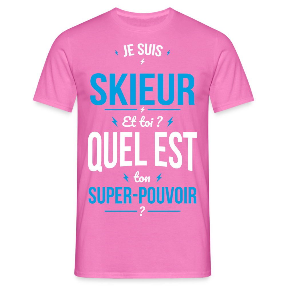 T-shirt Homme - Je suis skieur - Super-pouvoir - rose