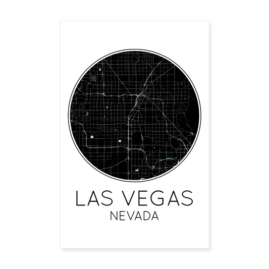 Poster Las Vegas - Plan Las Vegas - 20 x 30 cm - blanc