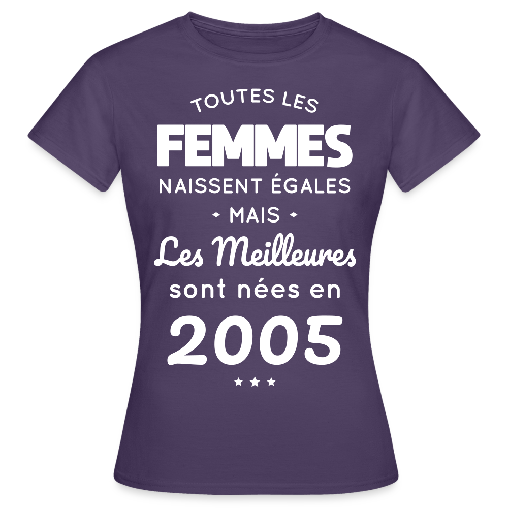 T-shirt Femme - Anniversaire 20 Ans - Les meilleures sont nées en 2005 - violet foncé