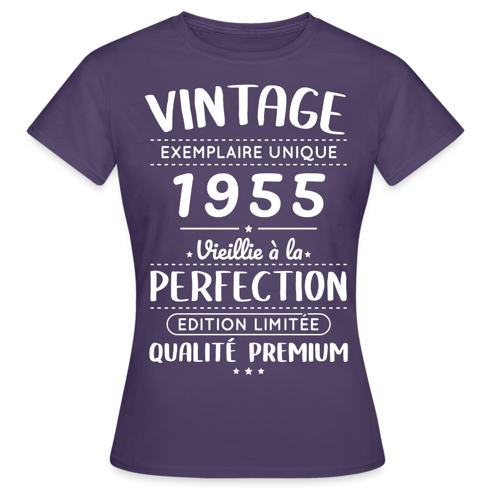 T-shirt Femme - Anniversaire 70 Ans - Vintage 1955 - violet foncé