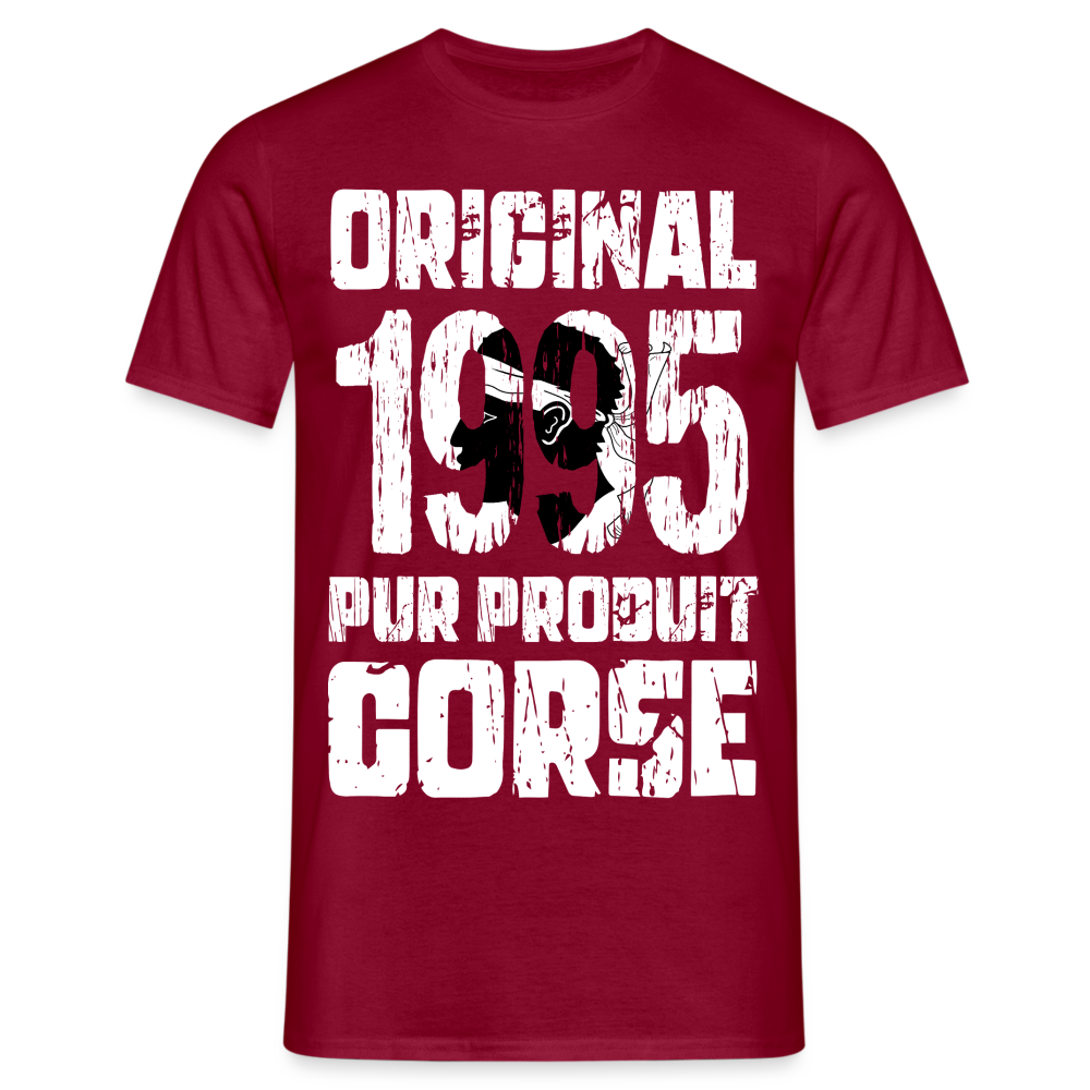 T-shirt Homme - Anniversaire 30 Ans - Original 1995 - Pur produit Corse - rouge brique