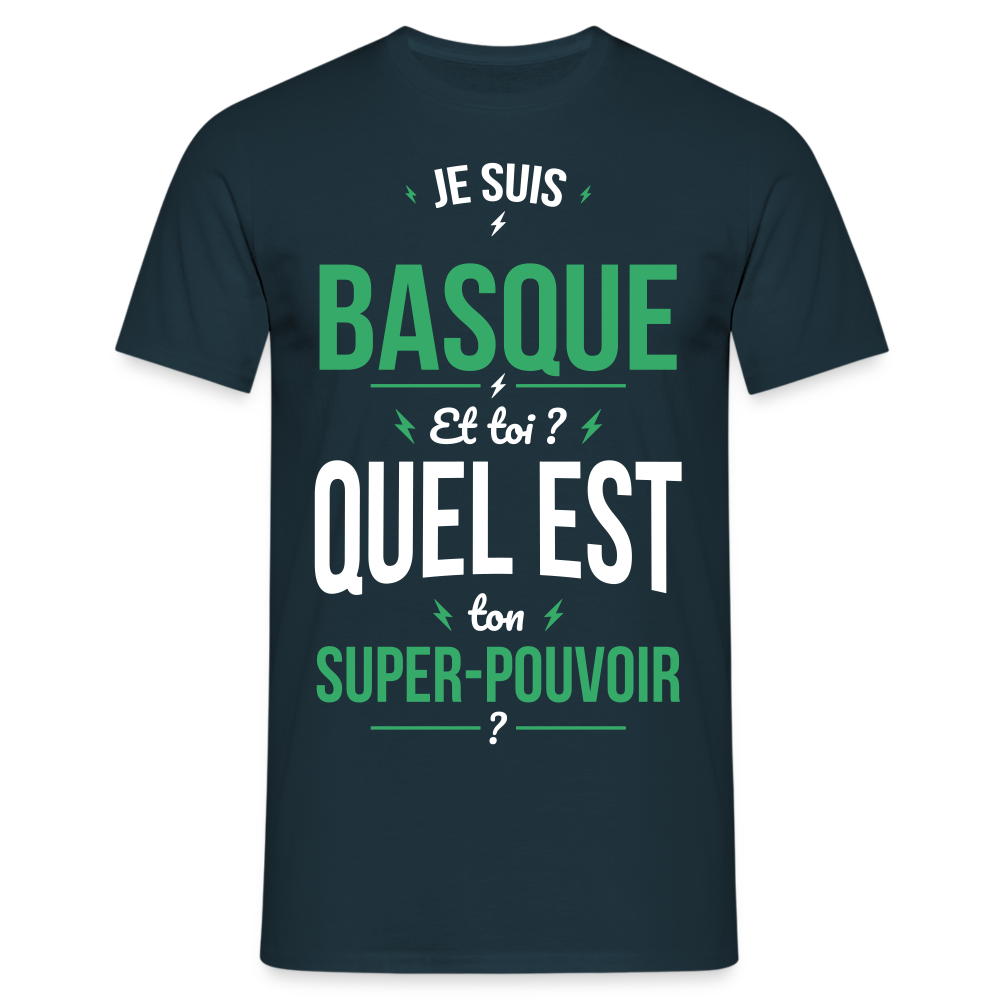 T-shirt Homme - Je suis Basque - Super-pouvoir - marine