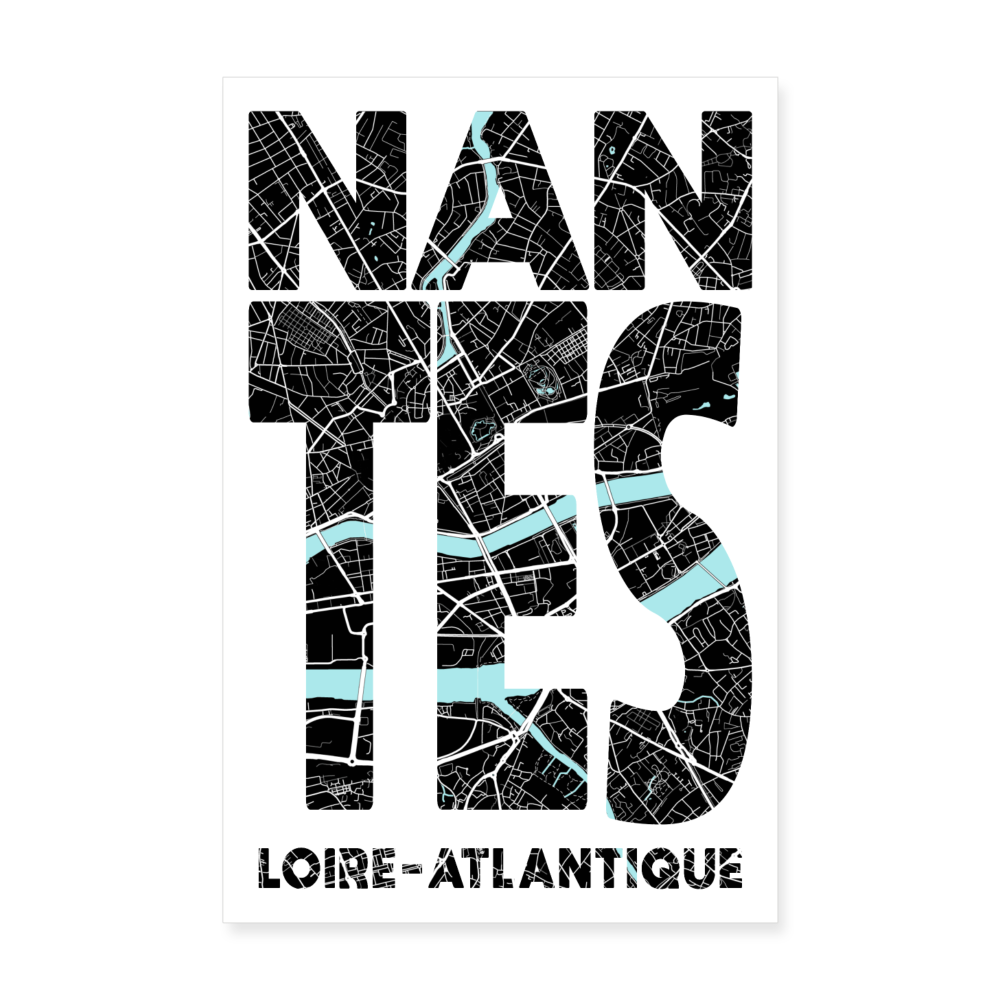 Poster Nantes - Plan Nantes - 20 x 30 cm - blanc