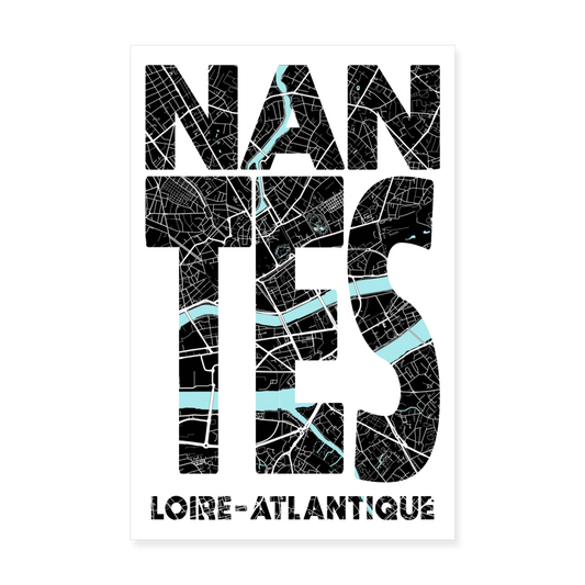 Poster Nantes - Plan Nantes - 20 x 30 cm - blanc