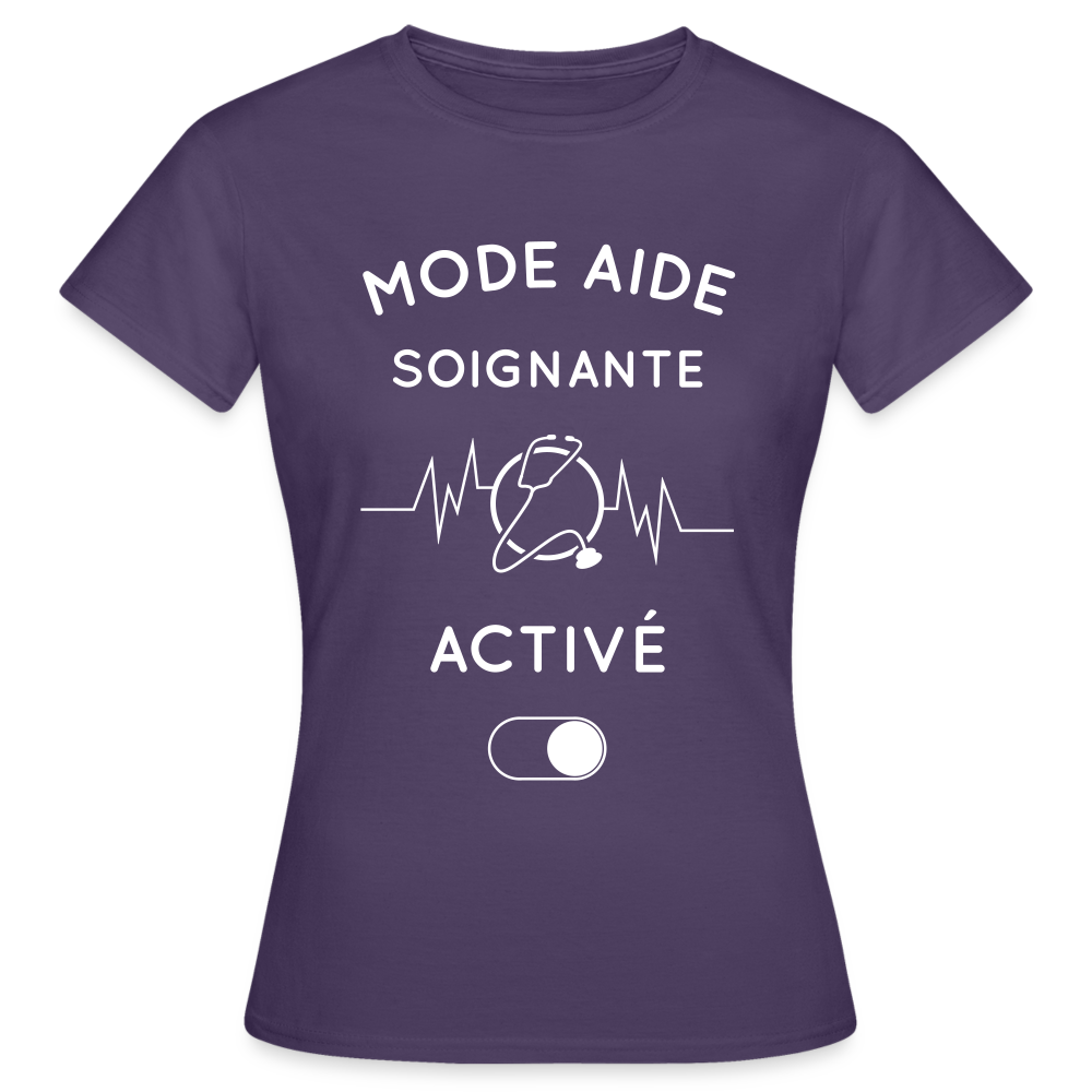 T-shirt Femme - Mode aide-soignante activé - violet foncé