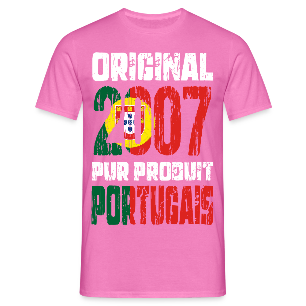 T-shirt Homme - Anniversaire 18 Ans - Original 2007 - Pur produit Portugais - rose