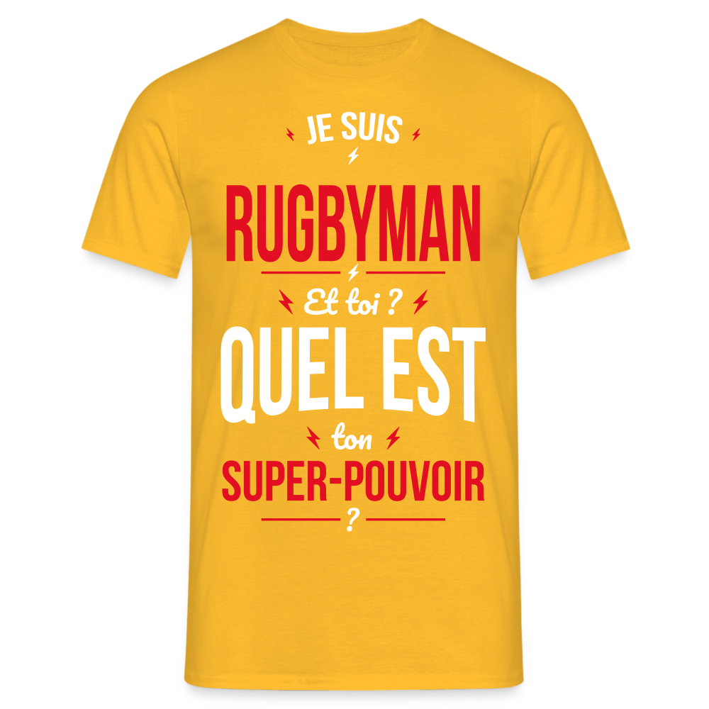 T-shirt Homme - Je suis rugbyman - Super-pouvoir - jaune