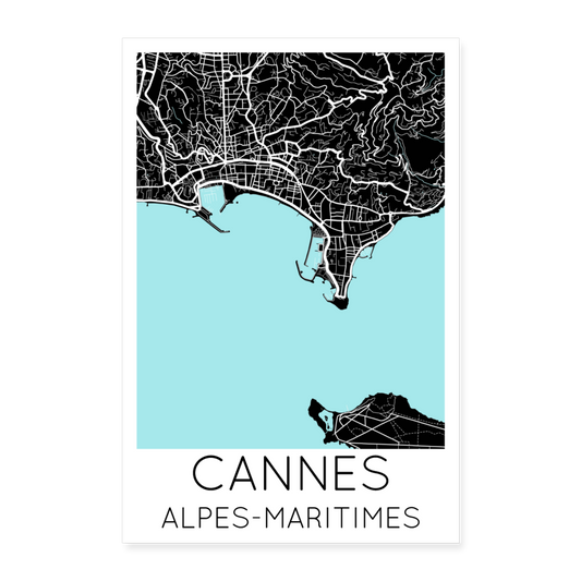 Poster Cannes - Plan Cannes - 60 x 90 cm - blanc