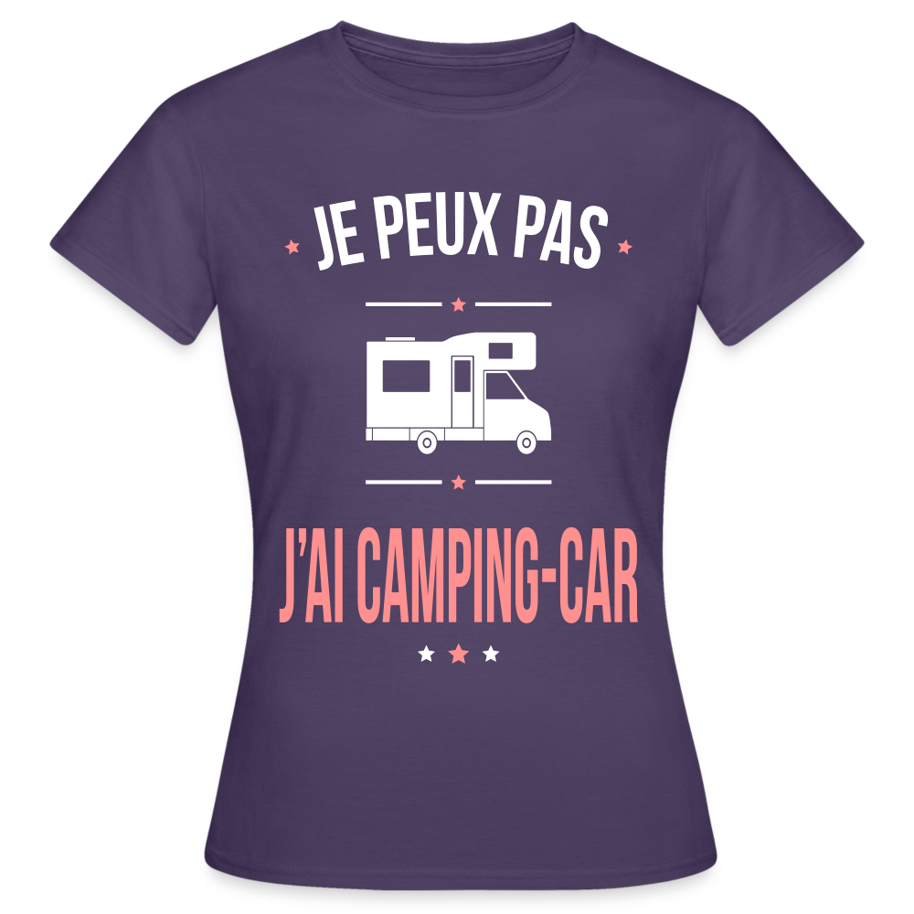 T-shirt Femme - Je peux pas j'ai Camping-car - violet foncé