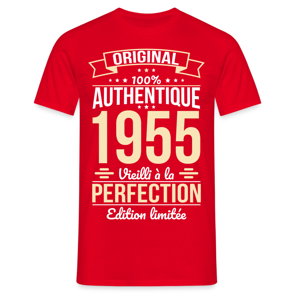 T-shirt Homme - Anniversaire 70 Ans - Original 1955 - rouge