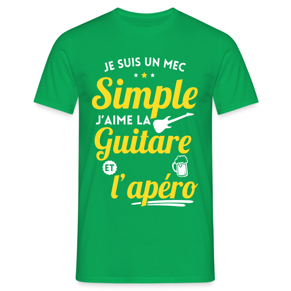 T-shirt Homme - J'aime la guitare et l'apéro - vert