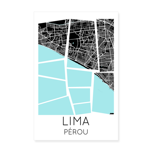 Poster Lima - Plan Lima - 20 x 30 cm - blanc