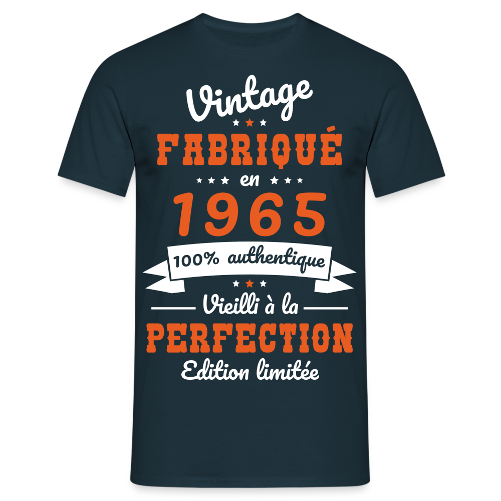 T-shirt Homme - Anniversaire 60 Ans - Vintage fabriqué en 1965 - marine