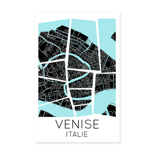 Poster Venise - Plan Venise - 20 x 30 cm - blanc