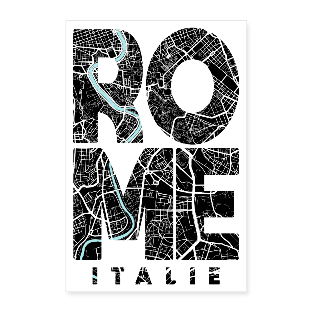 Poster Rome - Plan Rome - 40 x 60 cm - blanc