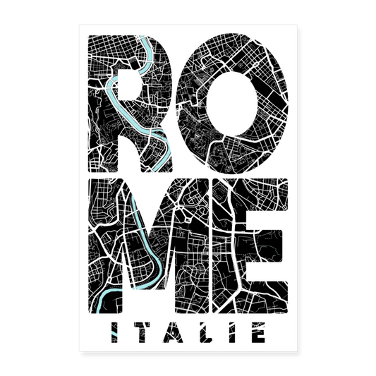 Poster Rome - Plan Rome - 40 x 60 cm - blanc