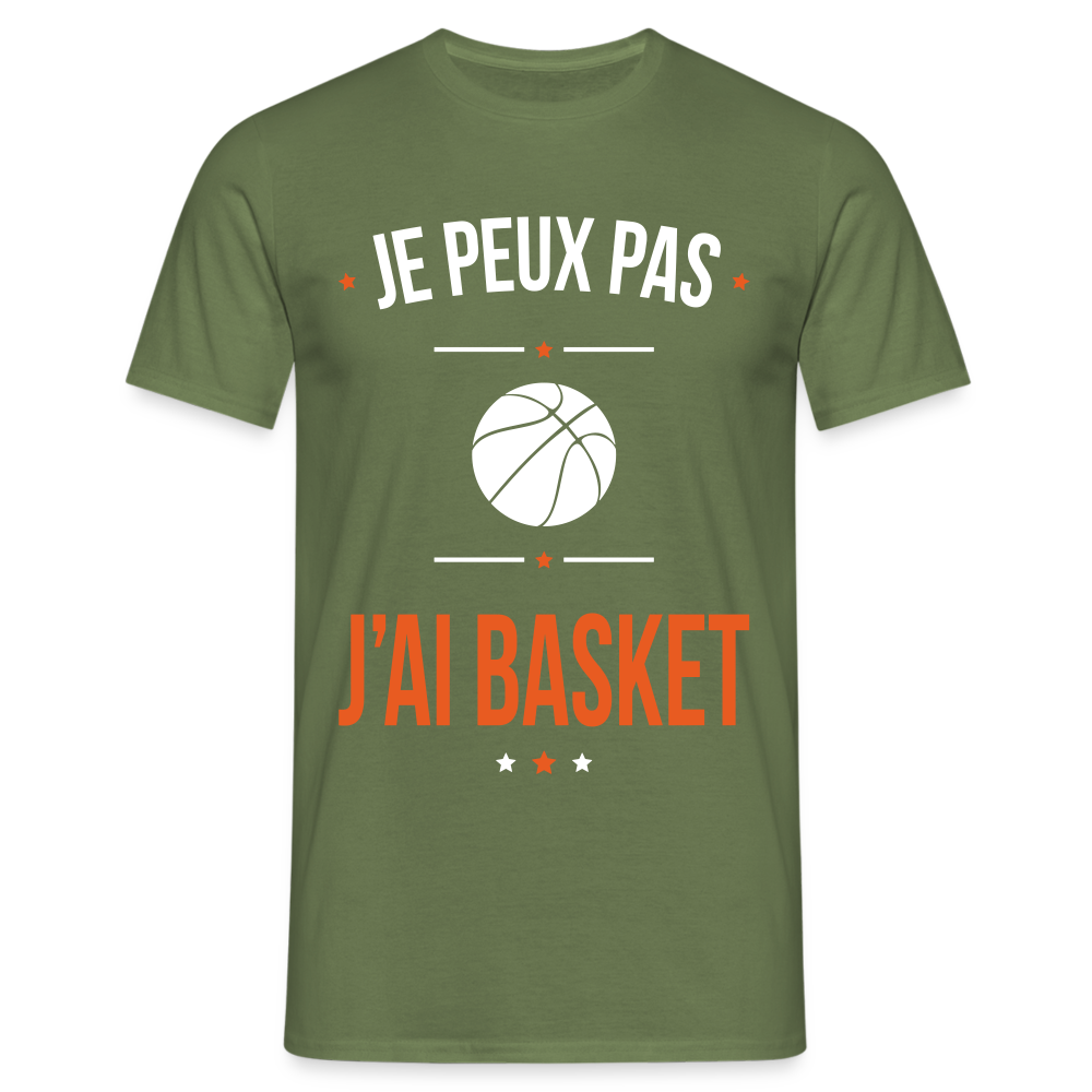 T-shirt Homme - Je peux pas j'ai Basket - vert militaire