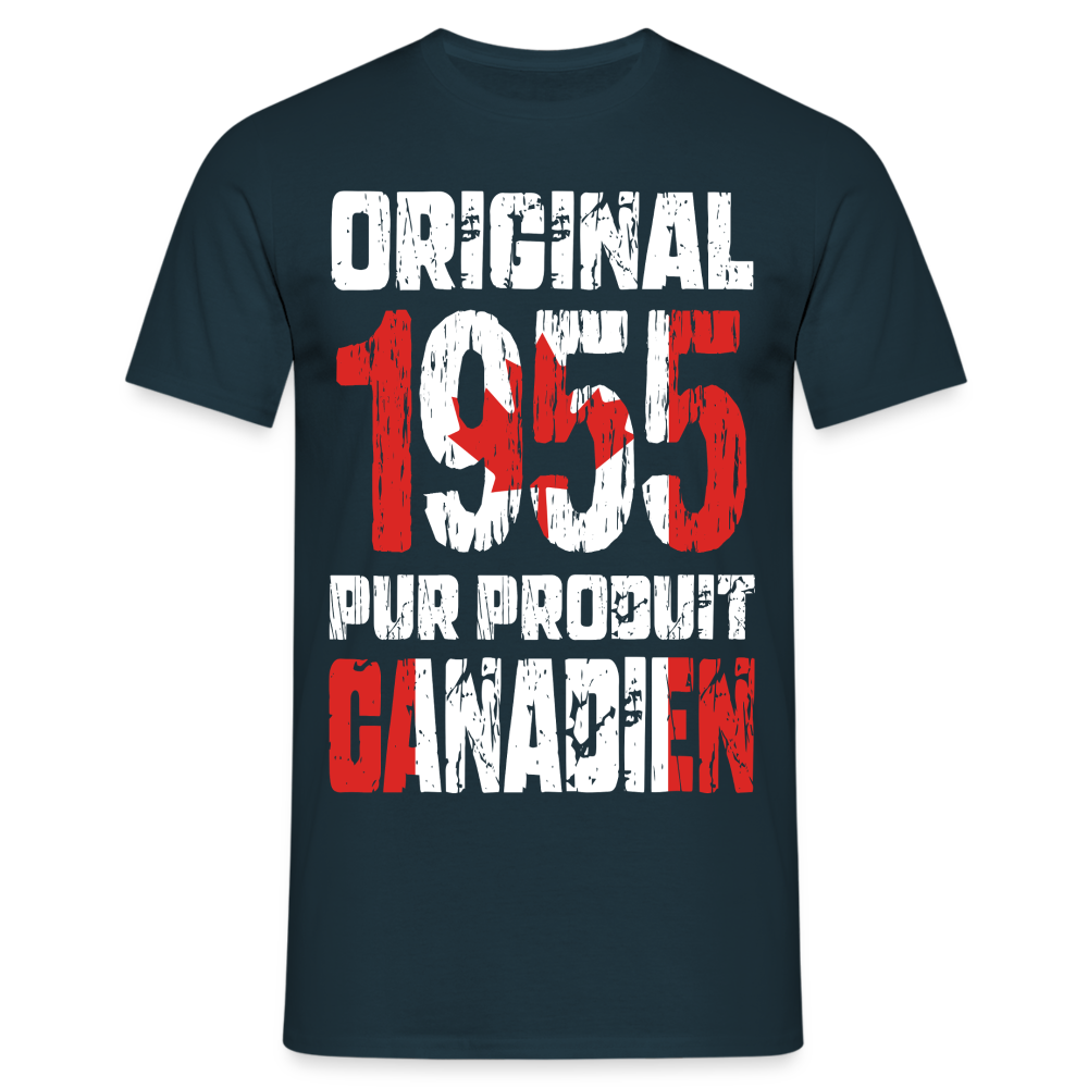 T-shirt Homme - Anniversaire 70 Ans - Original 1955 - Pur produit Canadien - marine