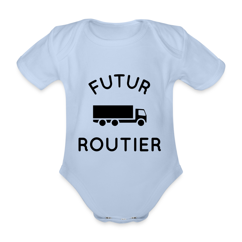 Body Bébé bio manches courtes - Futur routier - ciel