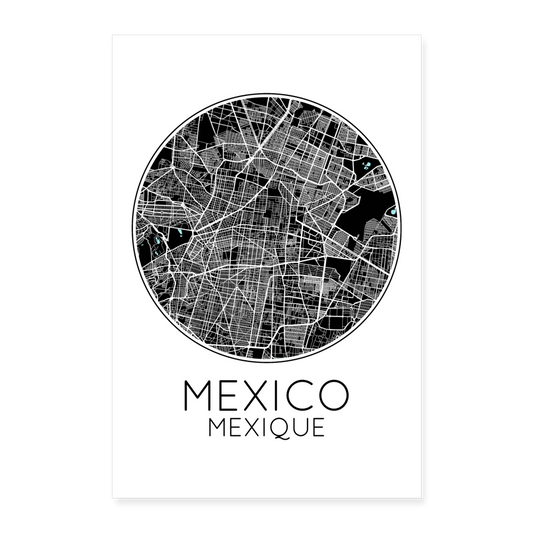 Poster Mexico - Plan Mexico - 40 x 60 cm - blanc