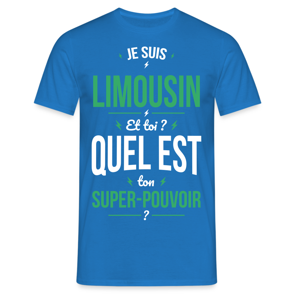 T-shirt Homme - Je suis Limousin - Super-pouvoir - bleu royal