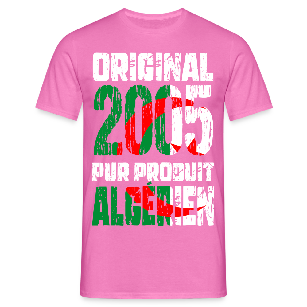 T-shirt Homme - Anniversaire 20 Ans - Original 2005 - Pur produit Algérien - rose