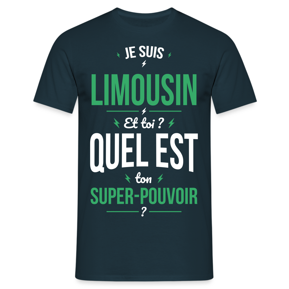 T-shirt Homme - Je suis Limousin - Super-pouvoir - marine