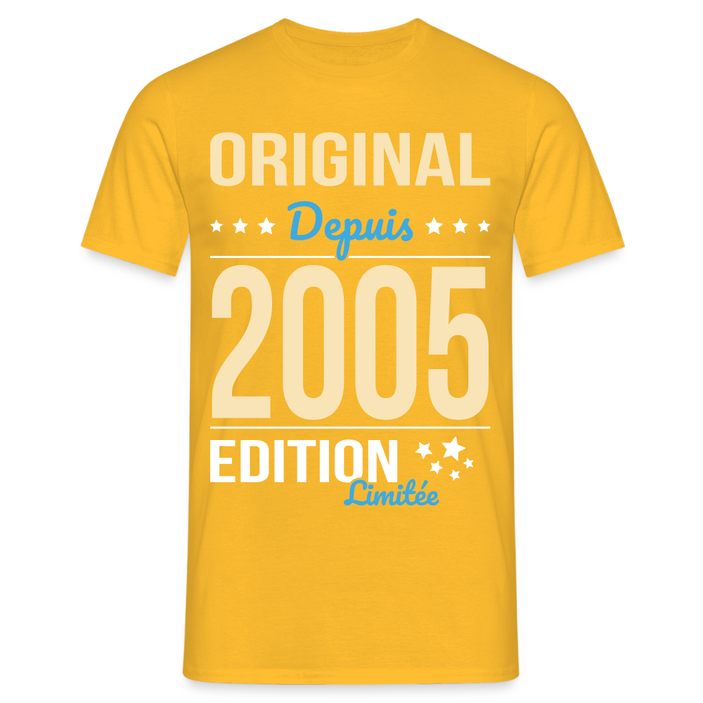 T-shirt Homme - Anniversaire 20 Ans - Original depuis 2005 - jaune