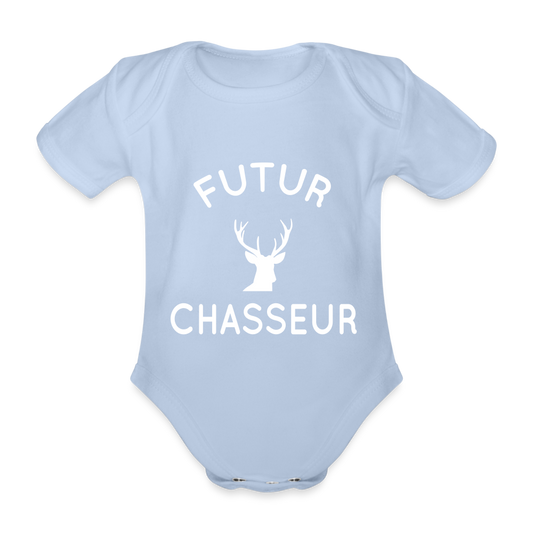 Body Bébé bio manches courtes - Futur chasseur - ciel